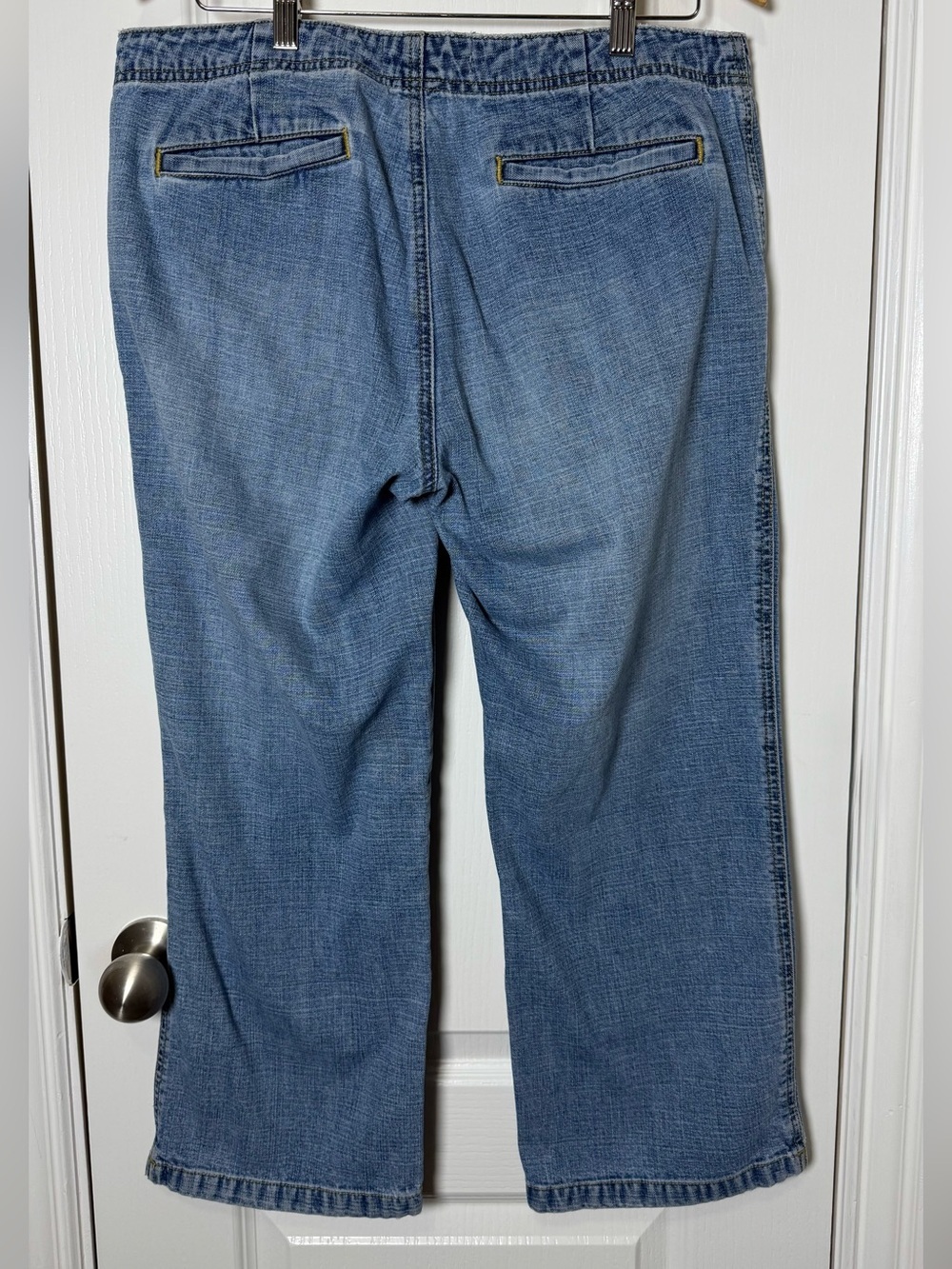 Vintage Y2K Old Navy Drawstring Wide Leg Crop Jeans Size 12 - Picture 2 of 4